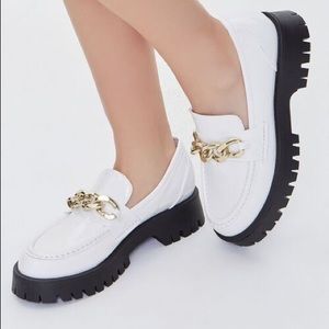NWT White Chain Loafers